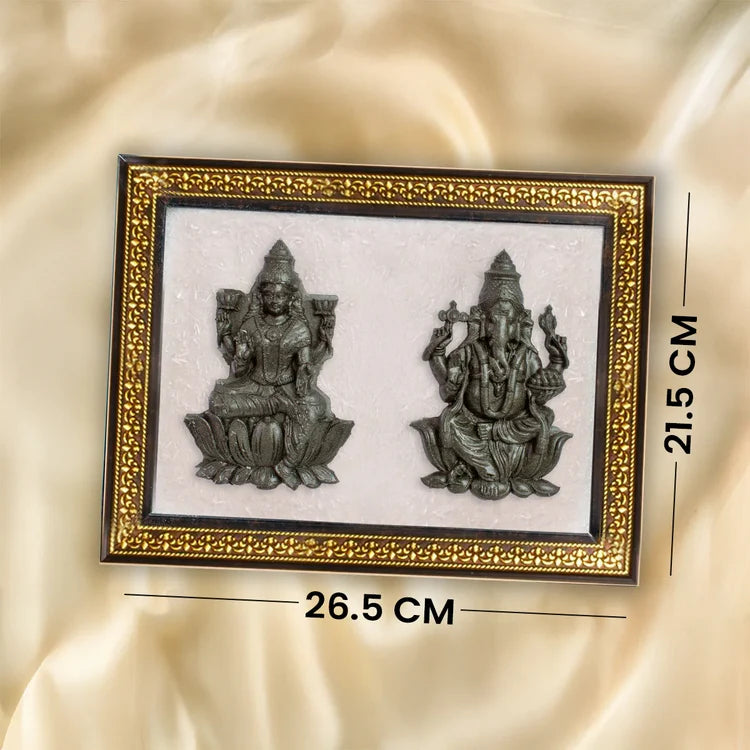 Maa Lakshmi Siddh Pyrite Lakshmi–Ganesh Ji on Selenite Frame — For Divine Blessings, Prosperity & Positive Energy