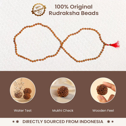 5 Mukhi Rudraksha Mala (7 mm, 108 + 1 Beads) — For Peace, Focus & Spiritual Growth