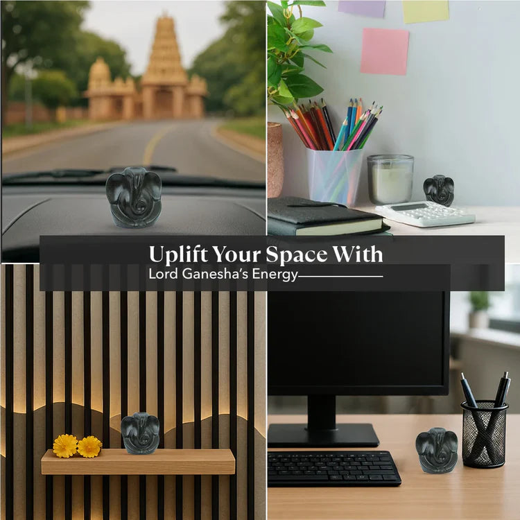 Pyrite Ganesh Ji Idol with FREE Raw Selenite Plate — For Prosperity, Protection & Positive Energy