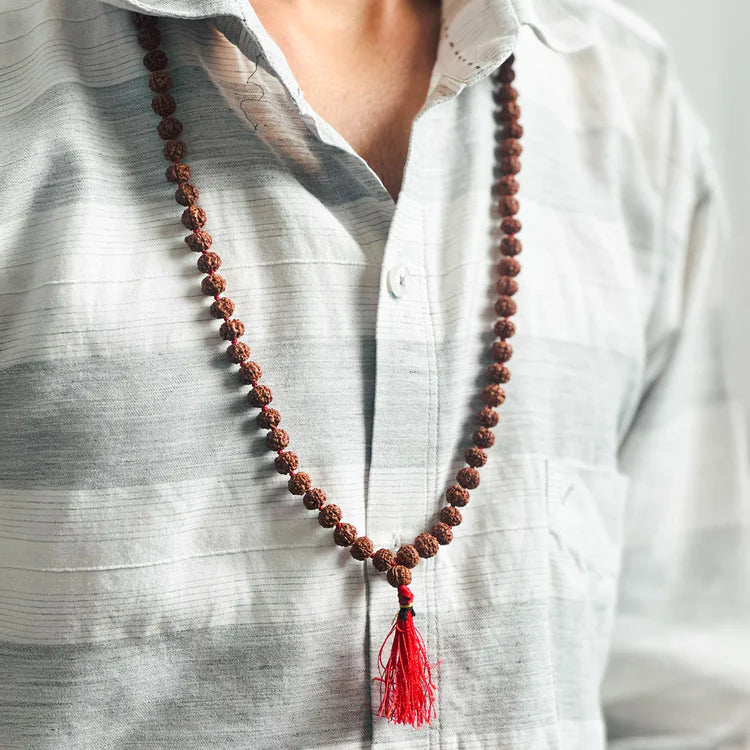 5 Mukhi Rudraksha Mala (7 mm, 108 + 1 Beads) — For Peace, Focus & Spiritual Growth