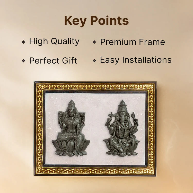 Maa Lakshmi Siddh Pyrite Lakshmi–Ganesh Ji on Selenite Frame — For Divine Blessings, Prosperity & Positive Energy