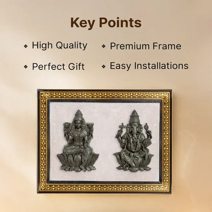 Maa Lakshmi Siddh Pyrite Lakshmi–Ganesh Ji on Selenite Frame — For Divine Blessings, Prosperity & Positive Energy
