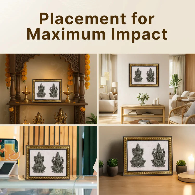 Maa Lakshmi Siddh Pyrite Lakshmi–Ganesh Ji on Selenite Frame — For Divine Blessings, Prosperity & Positive Energy