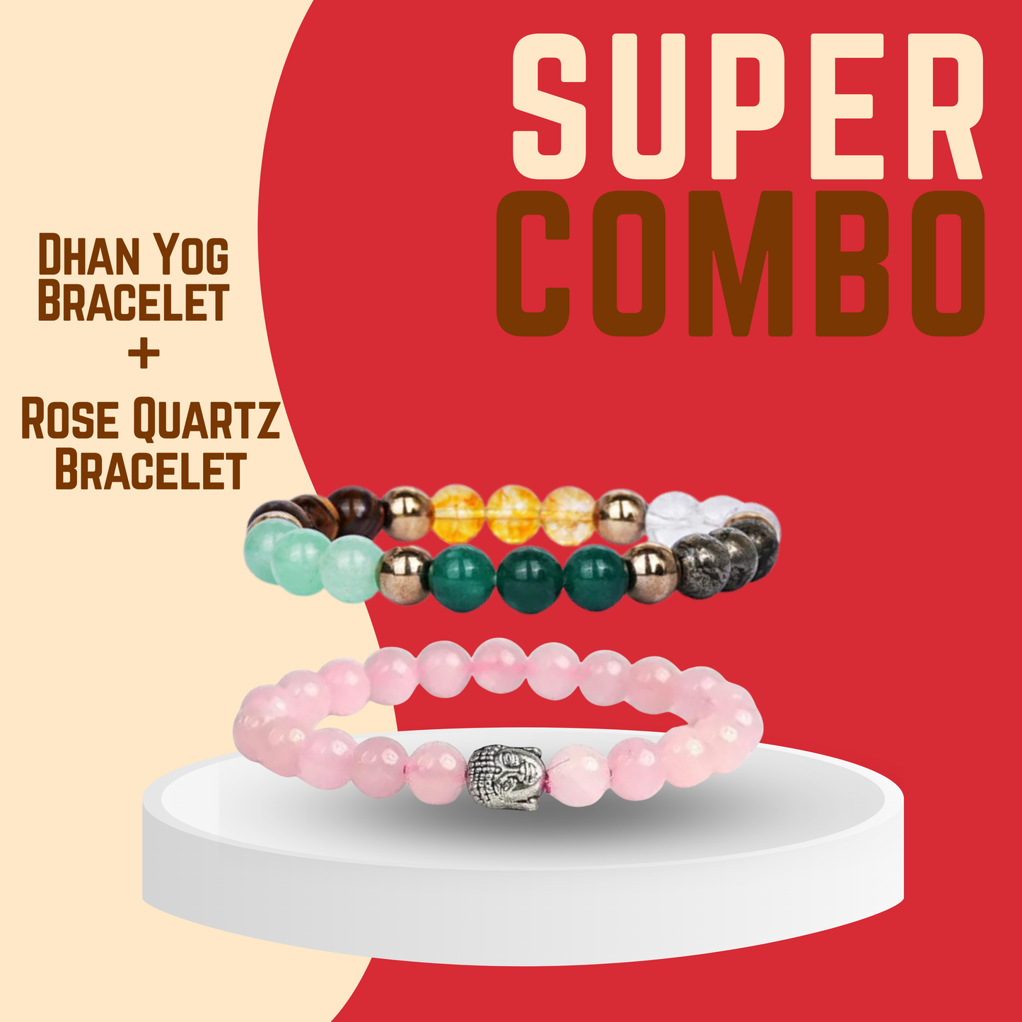 Dhan Yog + Rose Quartz Bracelet Combo